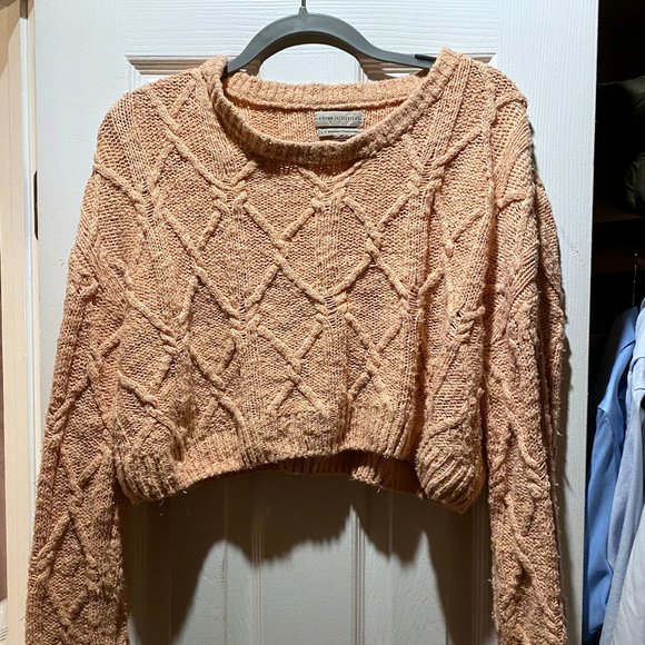 Urban Outfitters Sweaters - UO Take Care Cable Crew Neck Sweater Peach